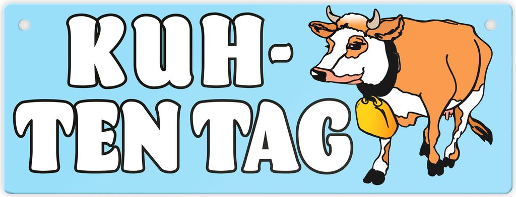 Kuh-ten Tag Metallschild in blau mit Kuh zum Thema Bauernhof