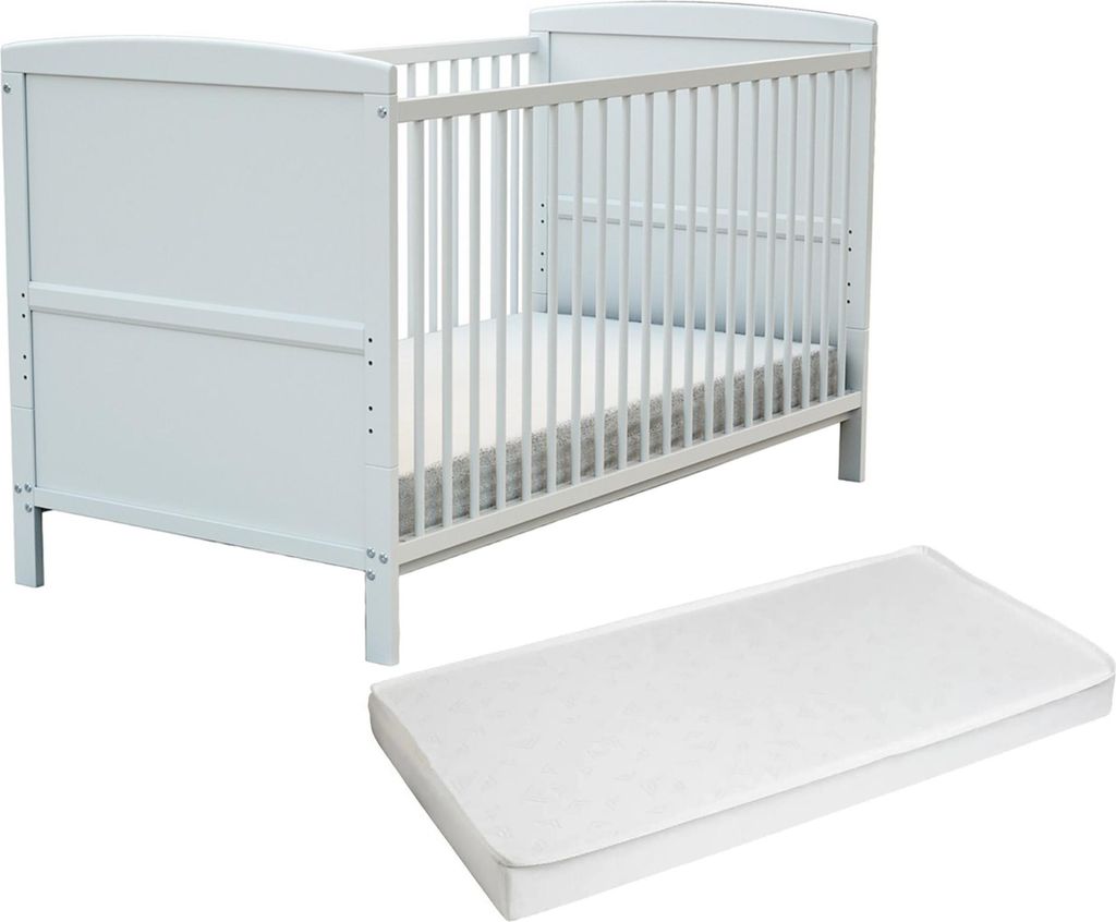 At4 - Babybett umbaubar zum juniorbett Holz LUNA mit Matratze Weiß 70 x 140 cm|144 x 74 x 86,5 cm |Kinderbett 2 in 1 mädchen und Jung - Gitterbet...
