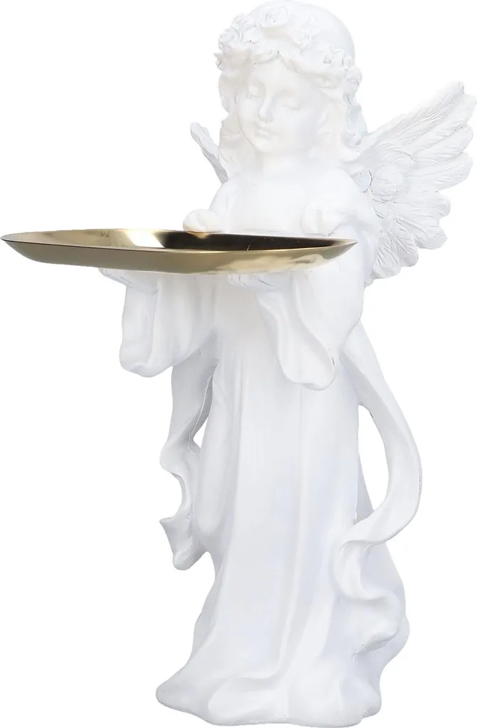 Figurine Ange Résine Blanche Déco - Plateau Alliage Vide-poche chic