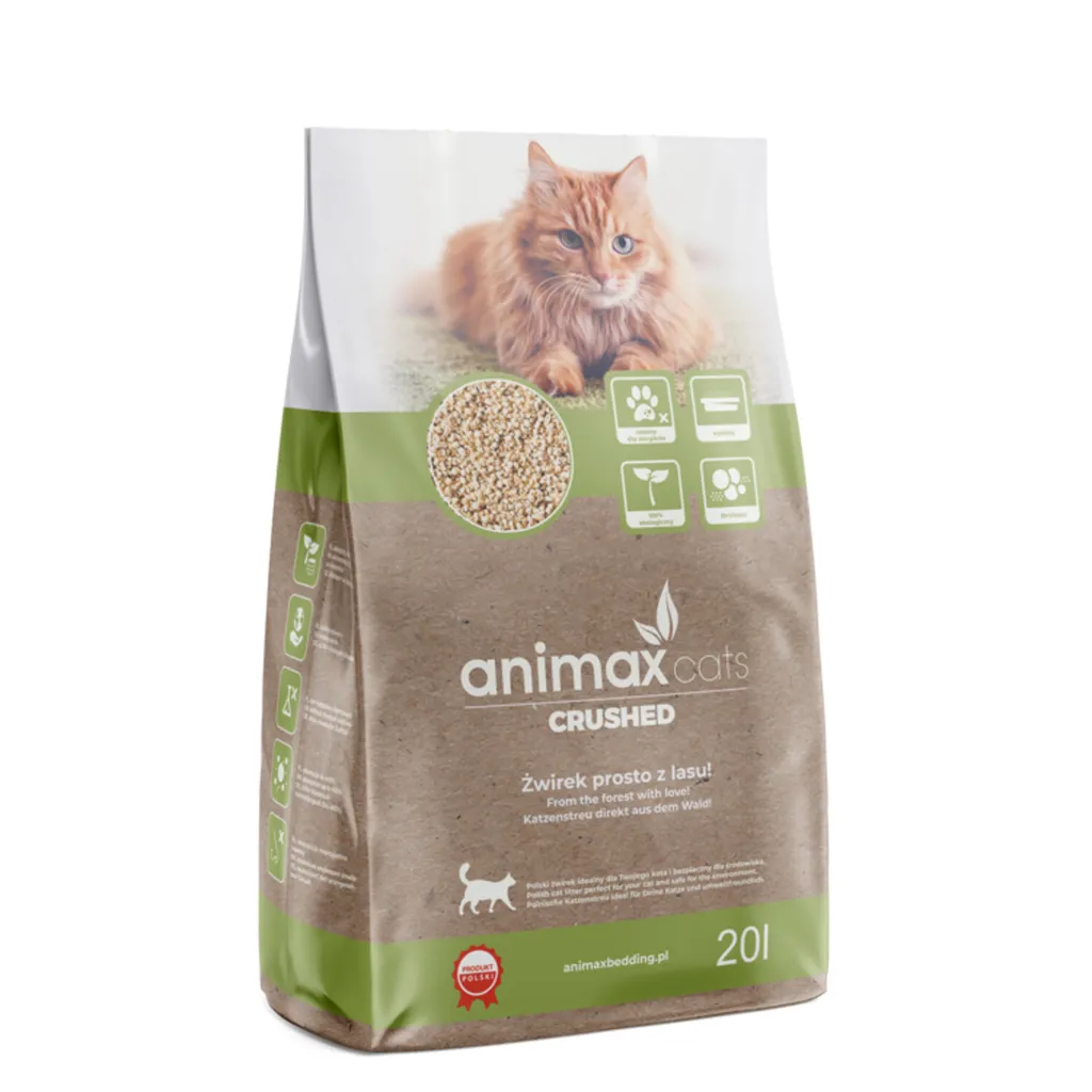 Litière Bois Broyé AnimaxCats 20L à Forte Agglomération pour Chats