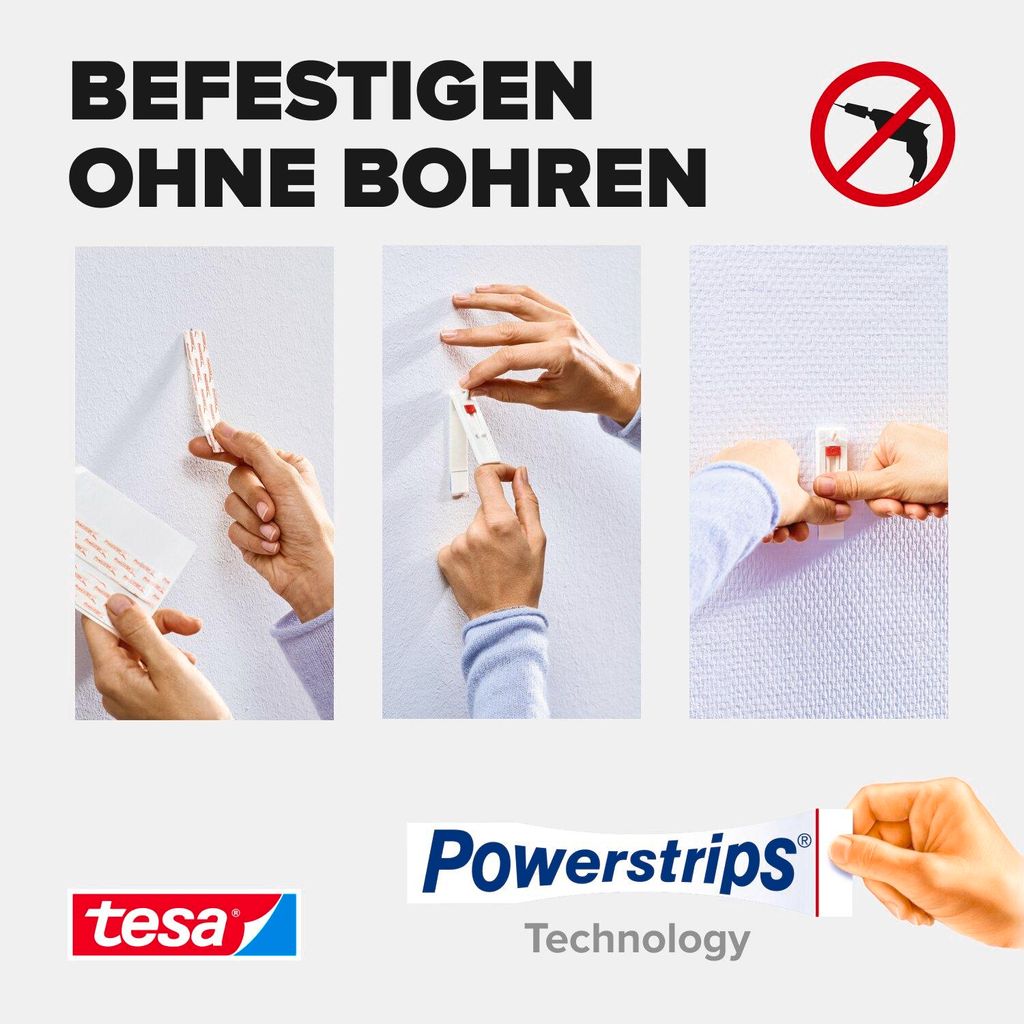Tesa Verstellbarer Klebenagel (für Tapeten Und Putz 1 Kg, Höhenverstellbarer) 4er Pack & Klebenagel Für Tapeten Und Putz/Selbstklebende Nägel Für Empfindliche Oberflächen / 2 X 2kg Halteleistung