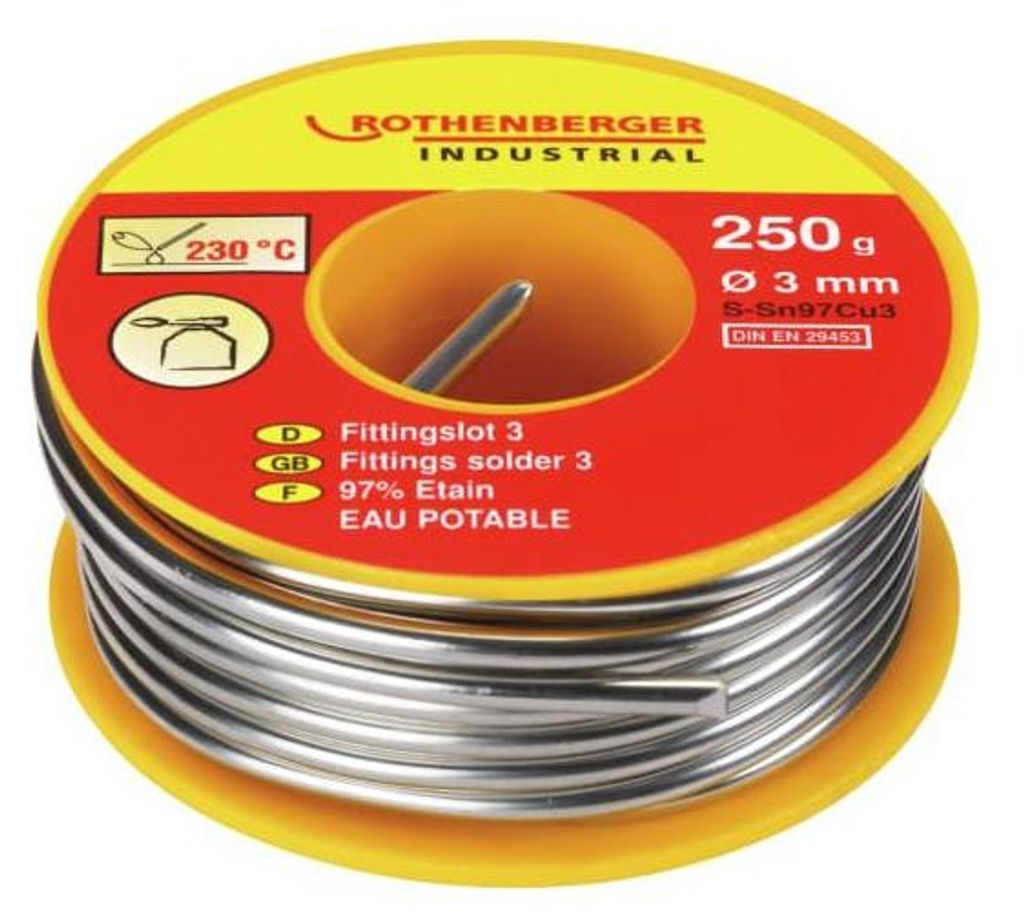 Rothenberger Fittingslot 3 Ø3mm 250g Weichlot Sn97Cu3 ISO Produktbild 