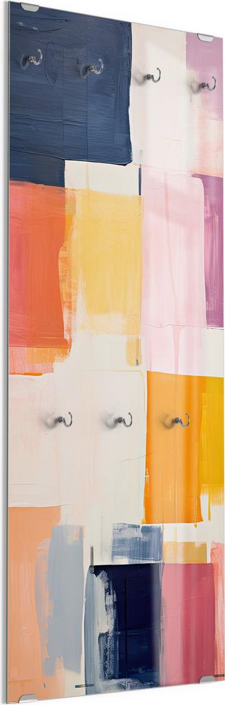 DEQORI Kleiderhaken aus Glas 50x125 cm 'Farbfeldpoesie' Wand Garderobe Paneel Haken