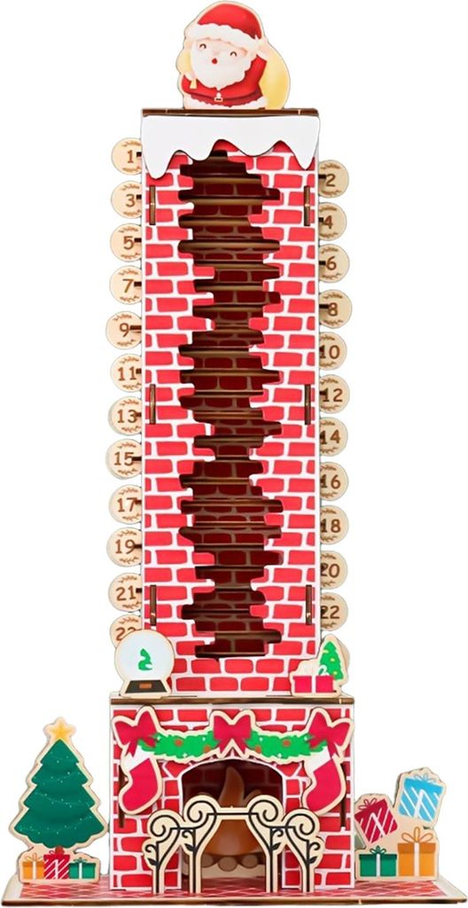 Adventskalender 2026 mit Weihnachtsmann, einfach zu installieren, Weihnachtskalender mit Weihnachtsmännern, die die Treppe herunterkommen, Weihnac...