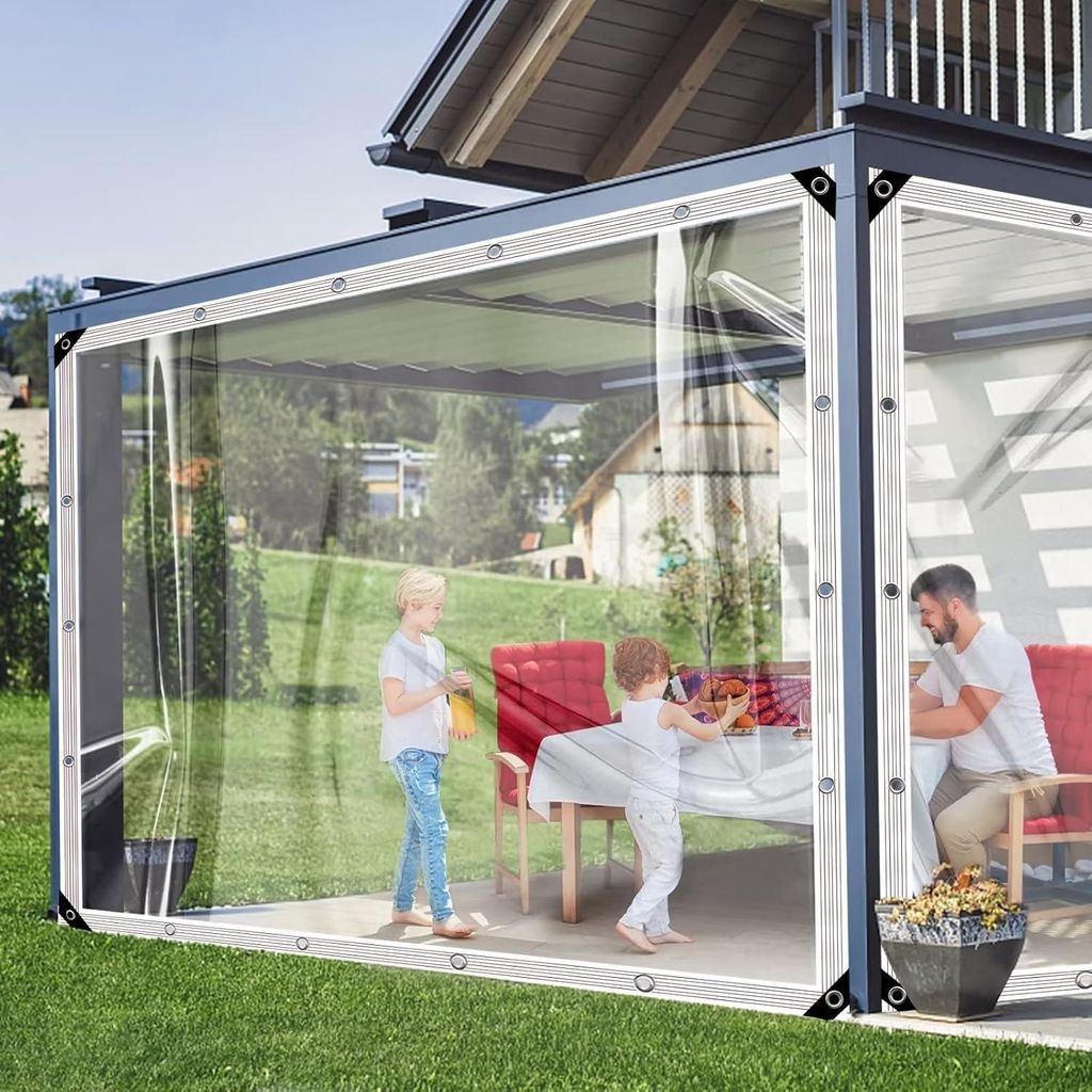 PVC-Plane für Garten und Pavillon transparent wasserdicht 0,4 mm 4x4 m