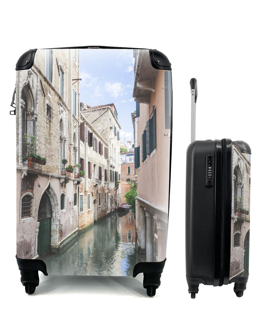 MuchoWow Koffer Handgepäck Trolley Rollkoffer Kleine Reisekoffer mit 4 Rollen - Venedig - Italien - Kanal - Cabin Size < 55x40x23 cm & 55x40x20 ...