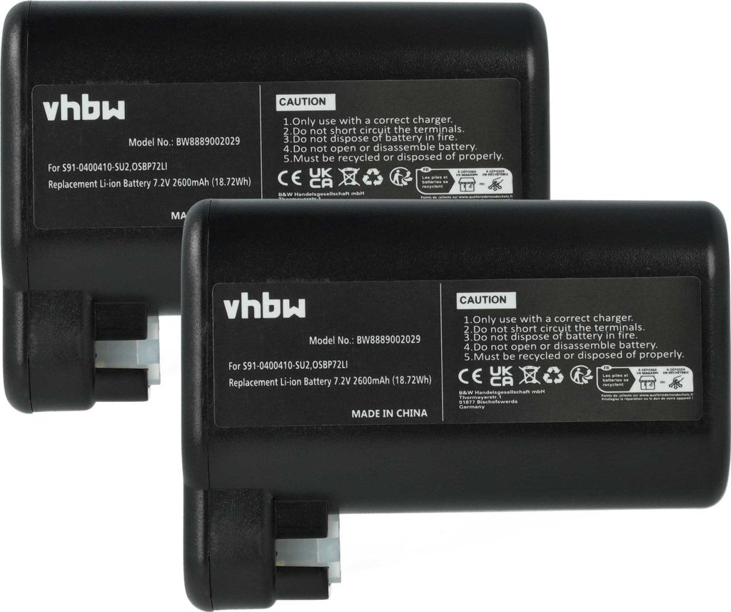 vhbw 2x Akku kompatibel mit Electrolux ERV7210TG, PI81-45WN, ERV5210IW, ERV5100TG, ERV7200DB, ERV5210TG Saugroboter (2600 mAh, 7,2 V, Li-Ion)