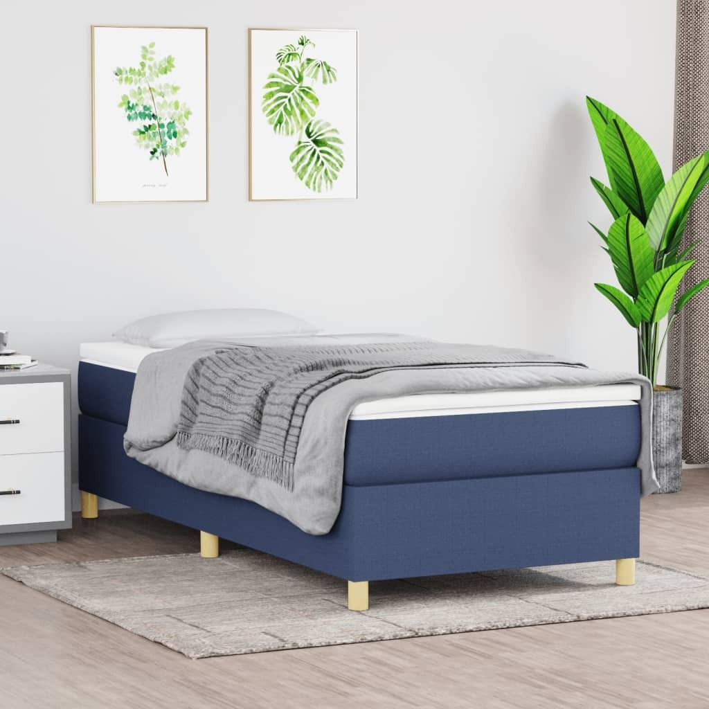 The Living Store Boxspringbett mit Matratze Blau 80x200 cm Stoff