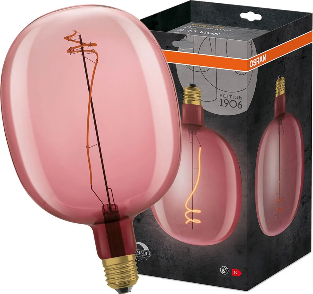 Ampoule LED E27 Osram 1906 Ballon Clair Fil Rose Décorative - 8