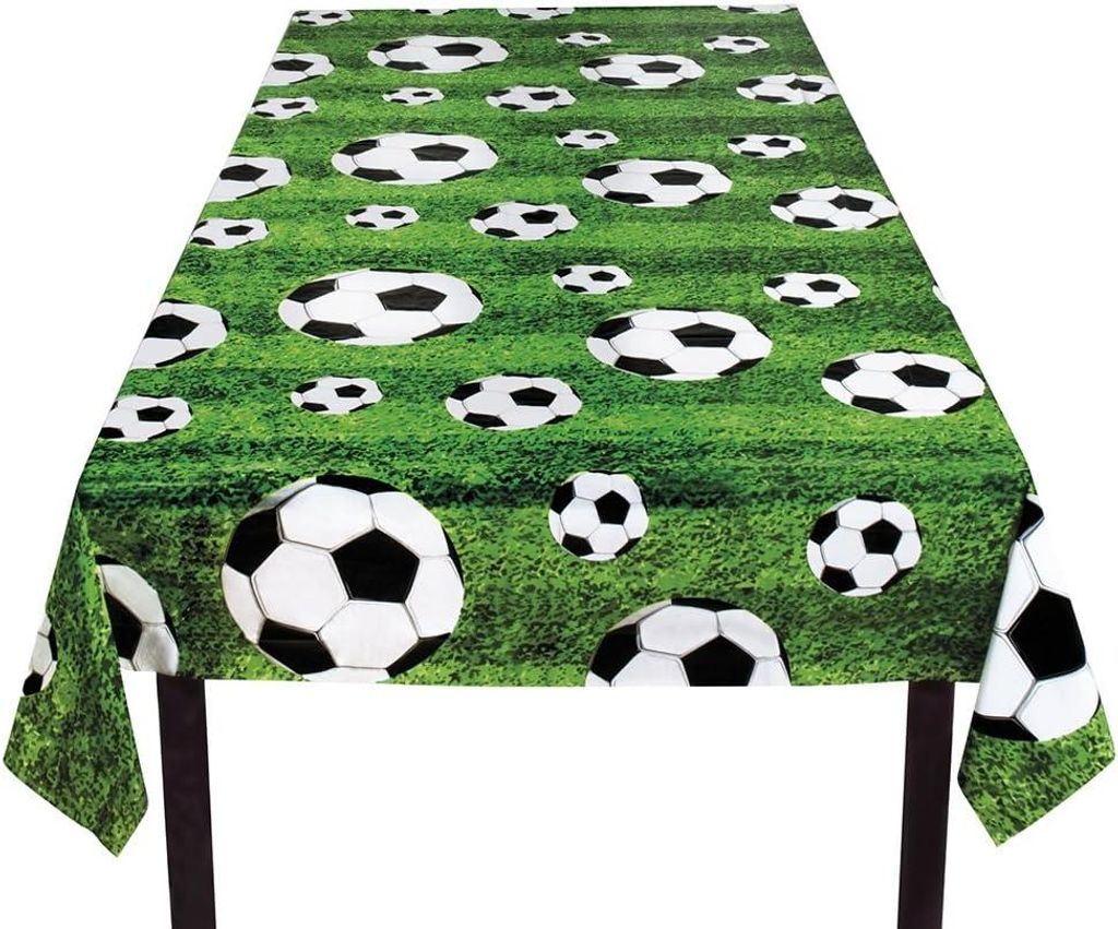 Fußball-Tischdecke, Größe 180 x 120 cm, Polyestergewebe, Dekoration, Bundesliga, Champions League, Geburtstag, Party