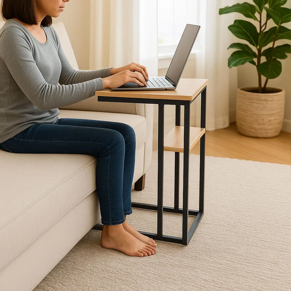 Table de lit pour ordinateur portable en forme de C avec rangements - 2