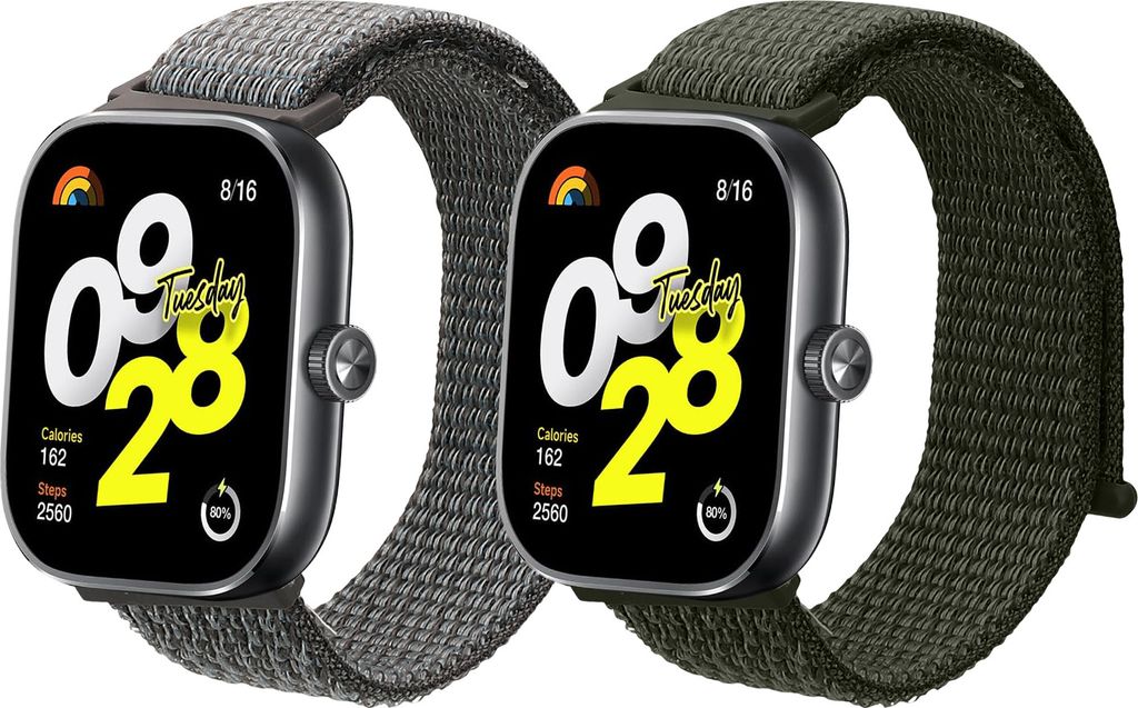 kwmobile 2x Uhrenarmband für Xiaomi Redmi Watch 4 / Band 8 Pro Armband - Fitnesstracker Band Set aus Nylon - Ersatzarmband Smartwatch - Dunkelgrün