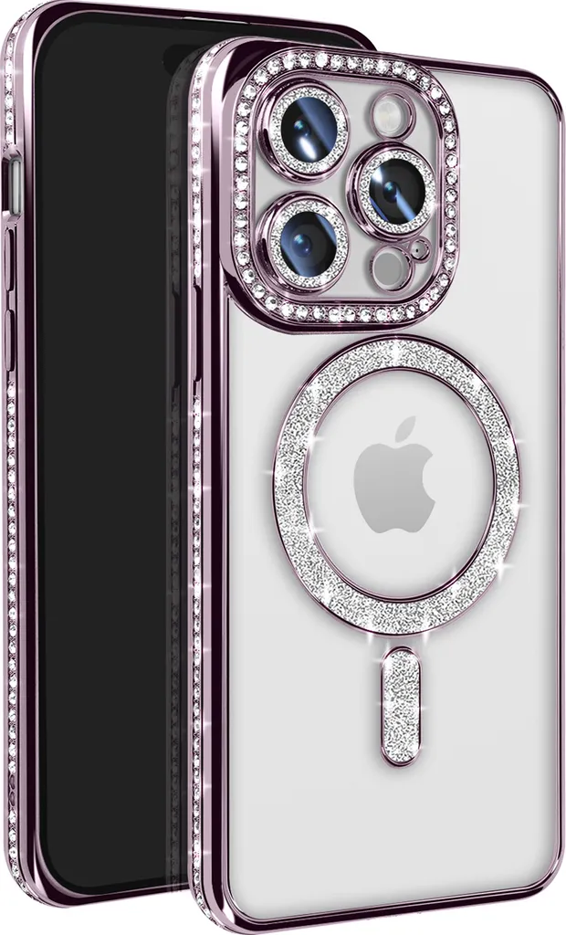 Custodia Avizar Diamantata iPhone 14 Pro MagSafe Viola Strass
