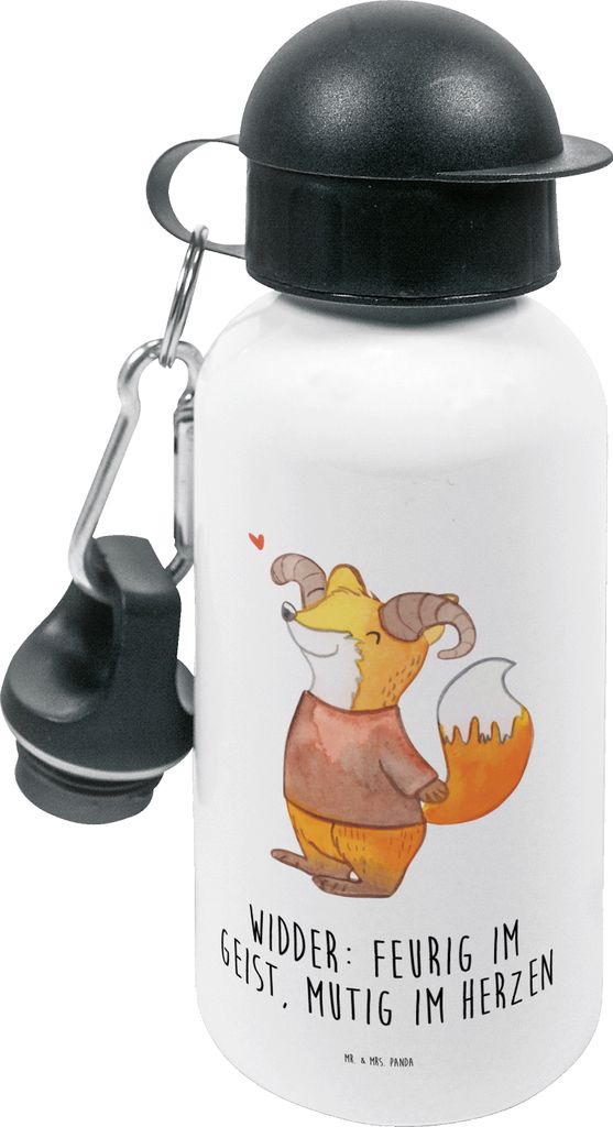 Mr. & Mrs. Panda Getränkeflasche Widder Astologie - Weiß - Geschenk, Tierkreiszeichen, Sportflasche, Trinkbehälter, Wasserflasche, Geburtstagsge...