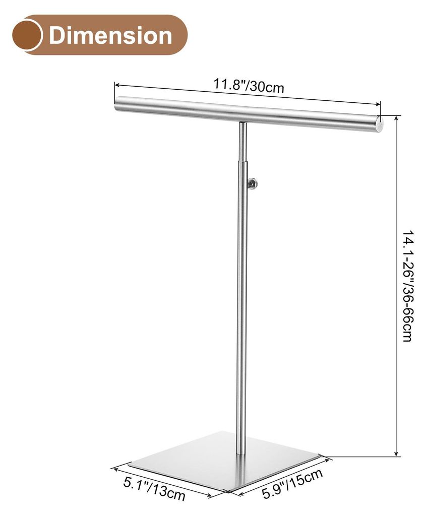 Halskette Display Stand Verstellbare H?he Jewelry Rack T Stab Tischhalter Geldb?rse fš¹r Haus Boutique Gesch?ft - Silber