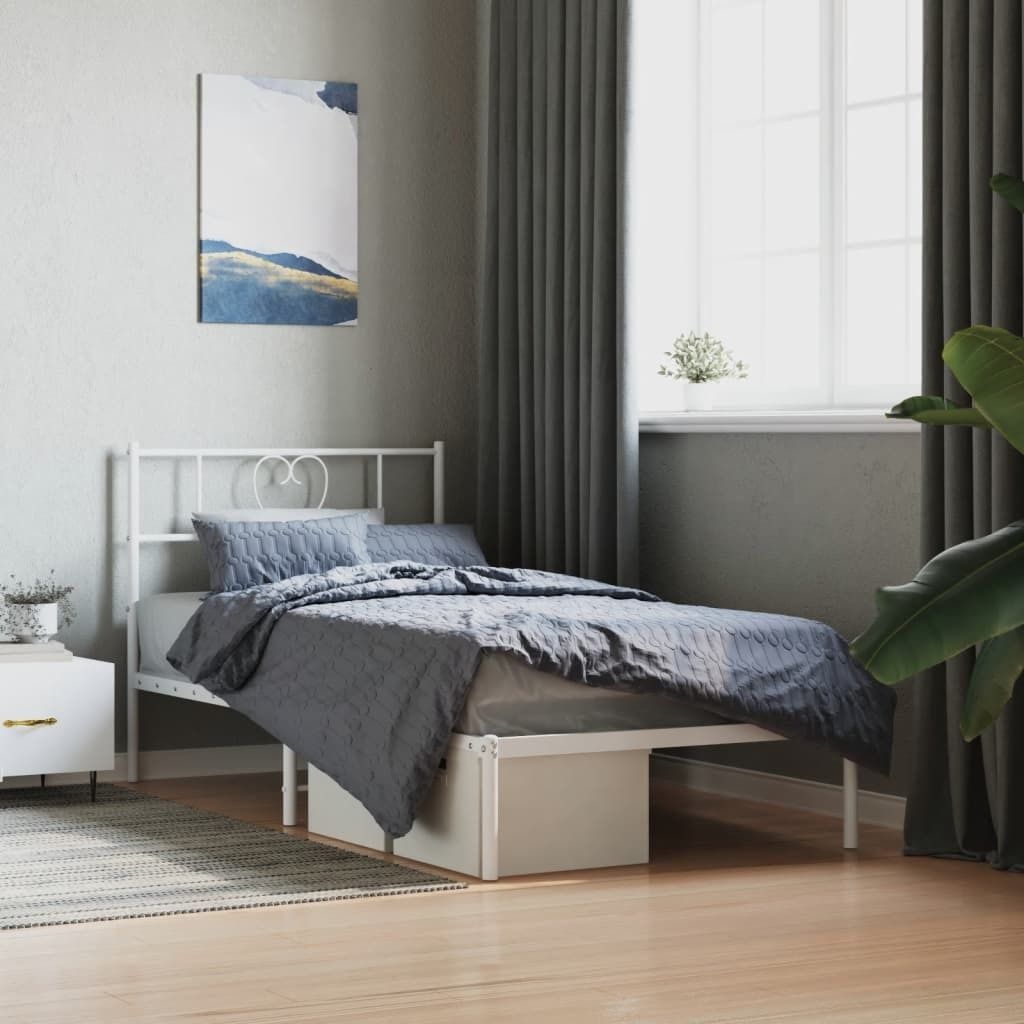 "Rabatt" Bettgestell Komfort - mit Lattenrost - mit Kopfteil Metall Weiß 90x200 cm - Klassische Betten CC16285