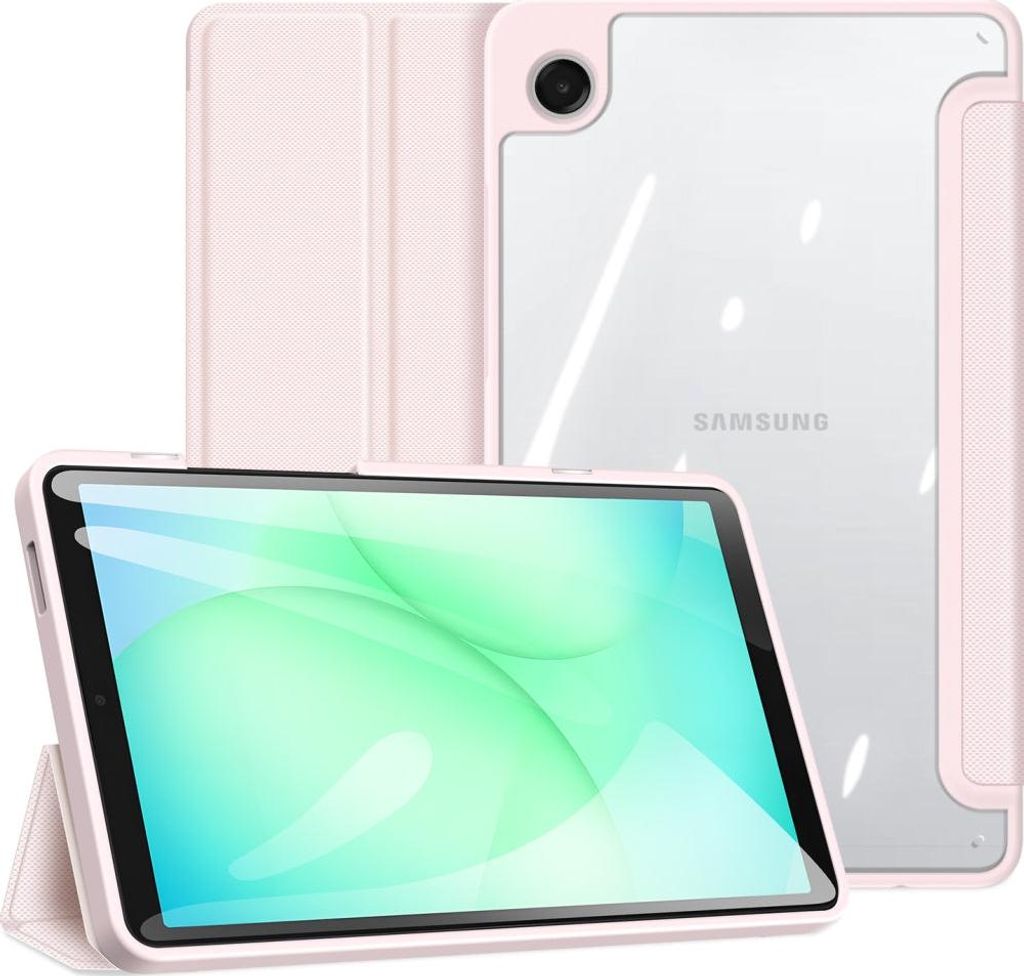 Samsung Galaxy Tab A11 / Tab A9 Hülle - Dux Ducis Toby Tri-Fold Ständer Klapphülle mit Schlaf/Wach-Funktion - Rosa