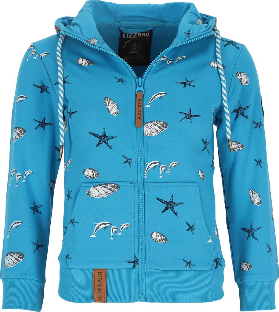 Lizzard Sports Kinder Sweatjacke mit maritimem Allover-Print - Kapuzenjacke mit Reißverschluss in Kobalt Größe 80-86