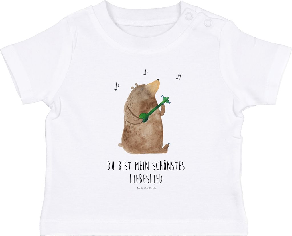 Mr. & Mrs. Panda Babyshirt Bär Lied 6. - 12. Monat - Weiß - Geschenk, Baby T-Shirt, Spruch, Teddy, Valentinstag, Frau, Liebe, Shirt, , Kurzarmshi...