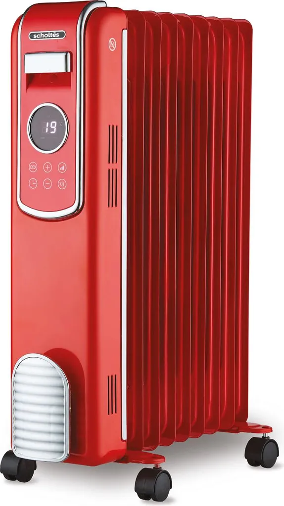 Radiateur bain d'huile 2000W Scholtes SCHV909R - Chauffage Noir Mobile