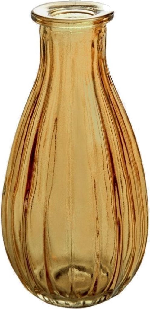 SANDRA RICH "RIM" kleine Flasche Glasvase Blumenvase 14,5 cm BERNSTEIN