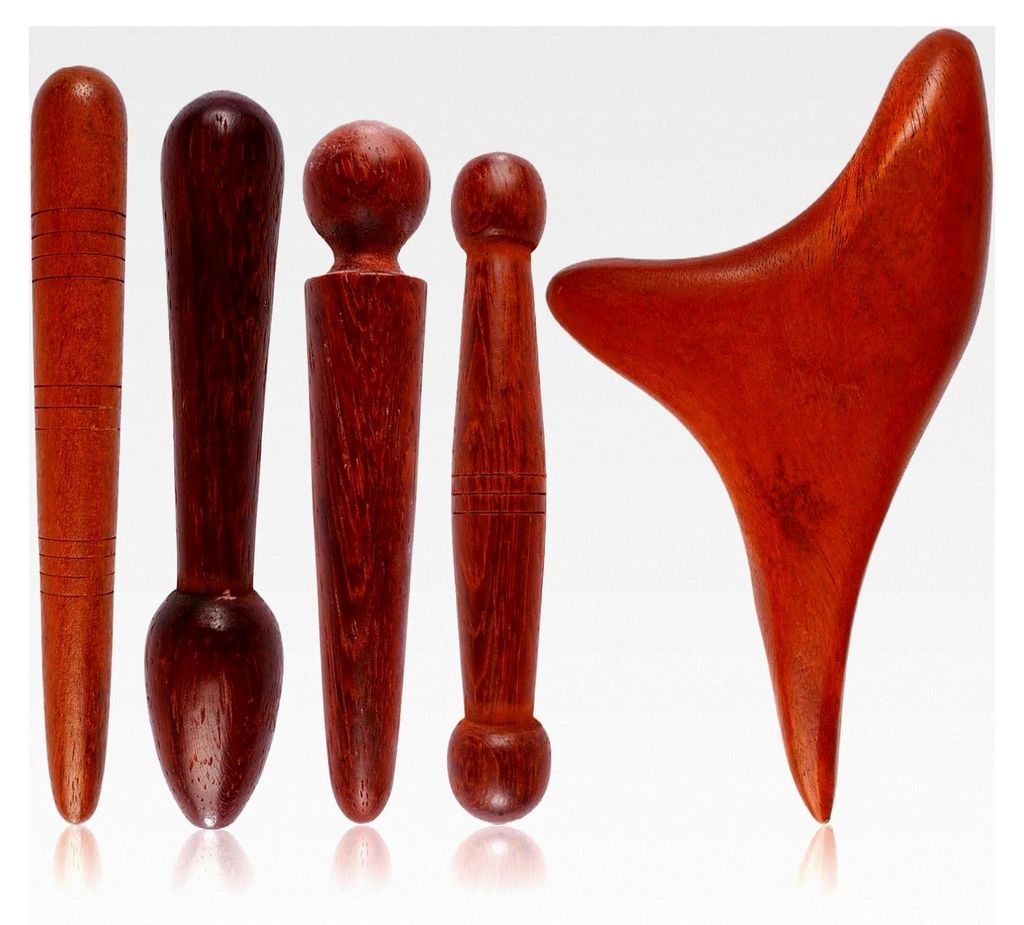 5 Stück Massageholz, Massagestab für Füße, Dreieck-Massagegerät zur Entspannung von Schultern, Rücken und Beinen, Trigger Holz Akupressurstif...