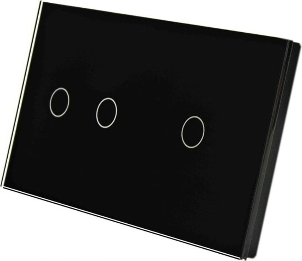 Touchschalter Panel 2+1 Glas schwarz Qtouch Wandschalter ohne Modul