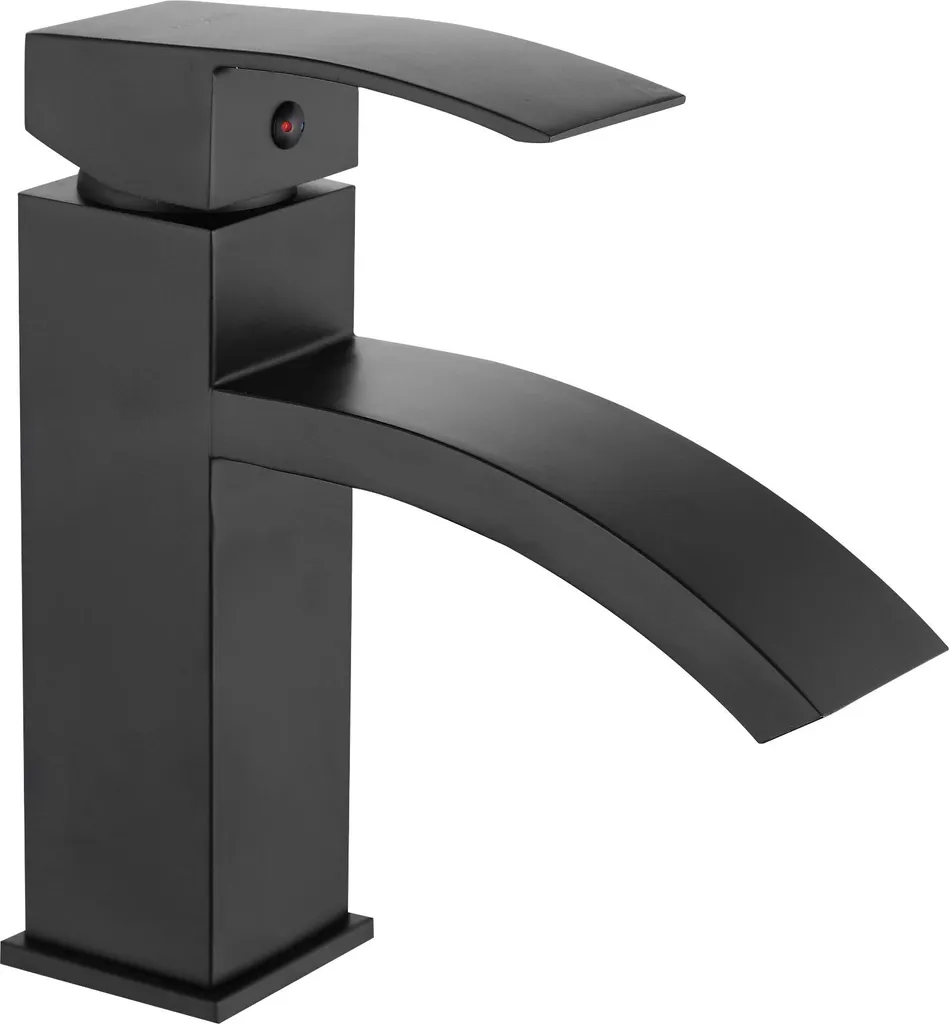 Mélangeur lavabo noir mat Libra 745100-70 en laiton avec bec fixe design