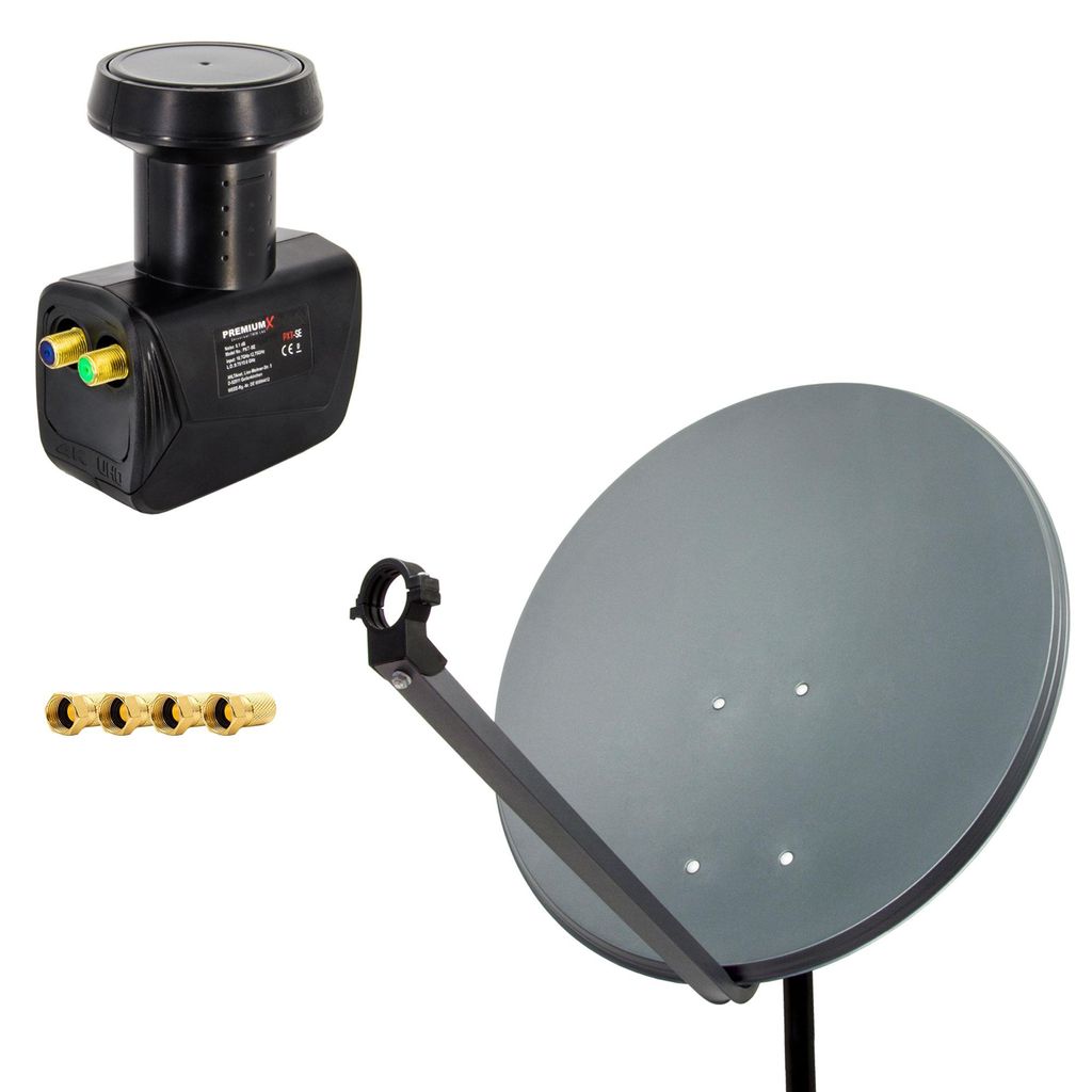 PremiumX 60cm Satellitenschüssel Stahl Anthrazit SAT Twin Produktbild 