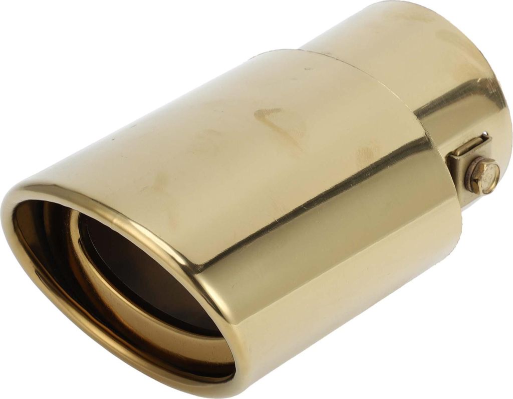 Abgewinkelter Auspuff-Tipp, 1,3" - 2,4" Einlass 3,4" Auslass 5,8" Länge Endrohr Universal für Auto Bolt on Edelstahl Goldton