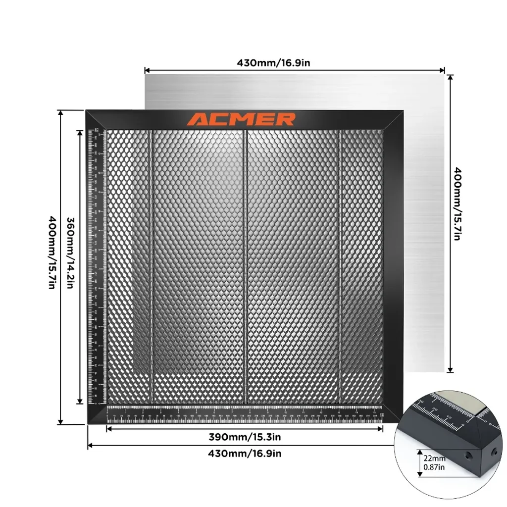 Table de Travail Alvéolaire 430x400mm pour Graveur Laser avec Plaque