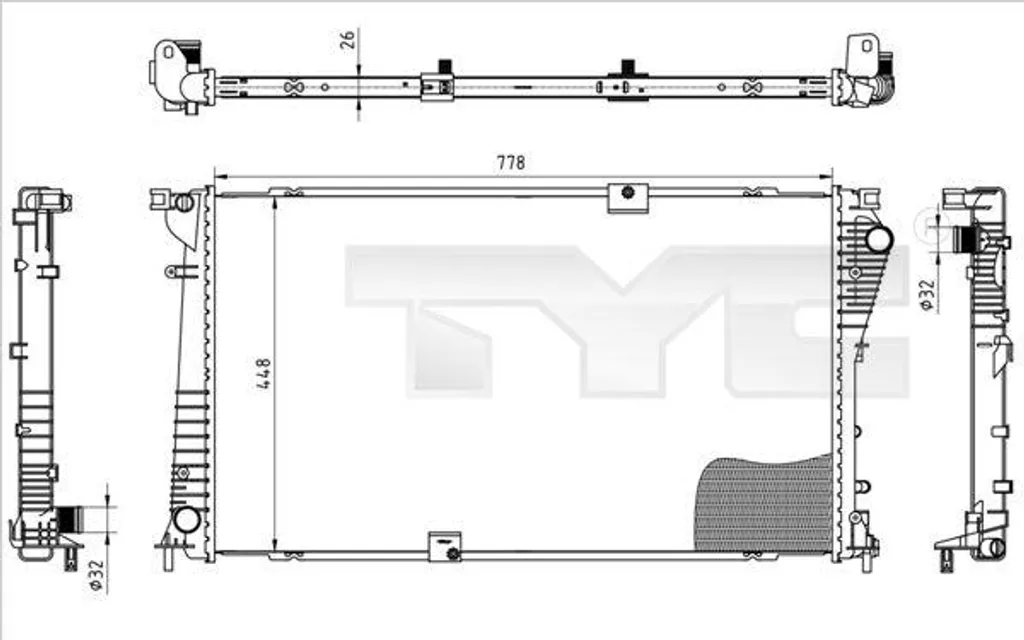 TYC 725-0045 Radiateur moteur OE 2140000Q0D pour Trafic et Vivaro