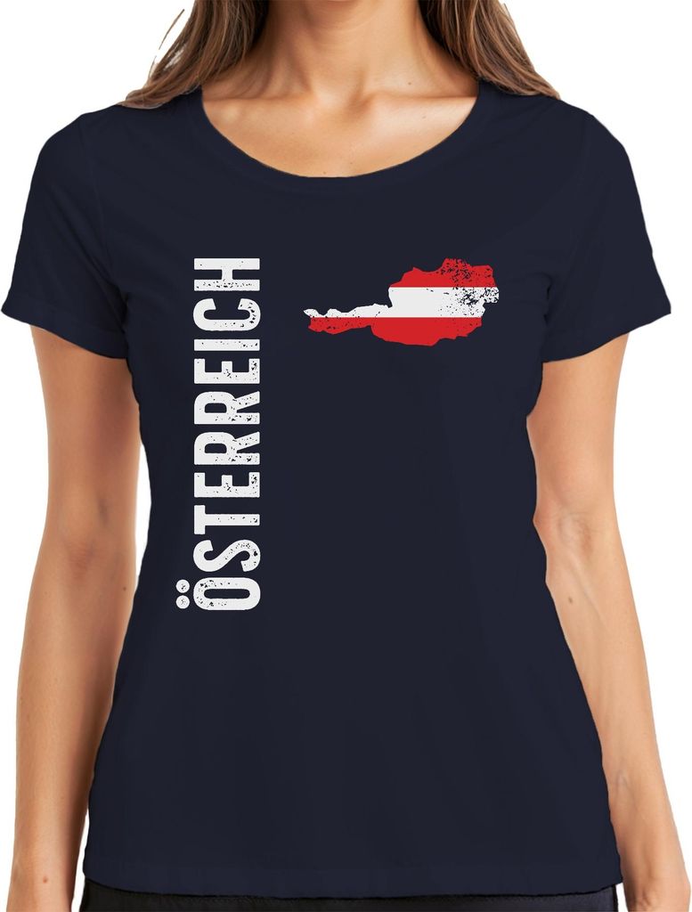 Österreich Fussball Fan Weltmeisterschaft Europameisterschaft WM Damen T-Shirt, Navy, L