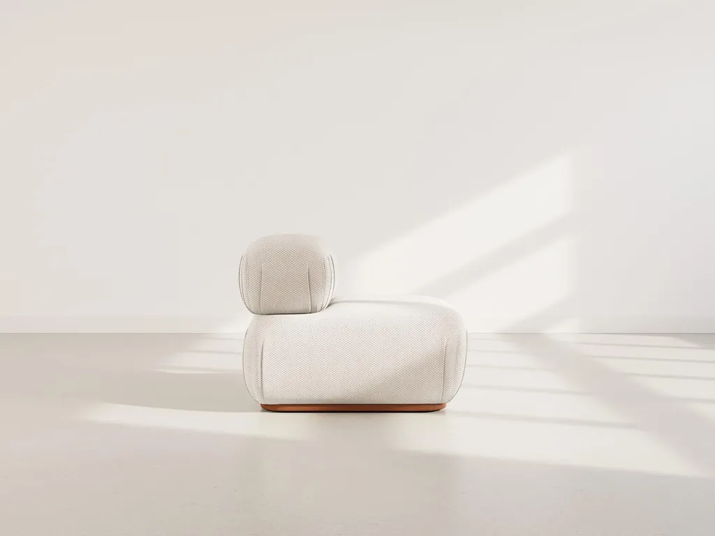 Module assise velours texturé beige Penelope - Confort ferme et doux