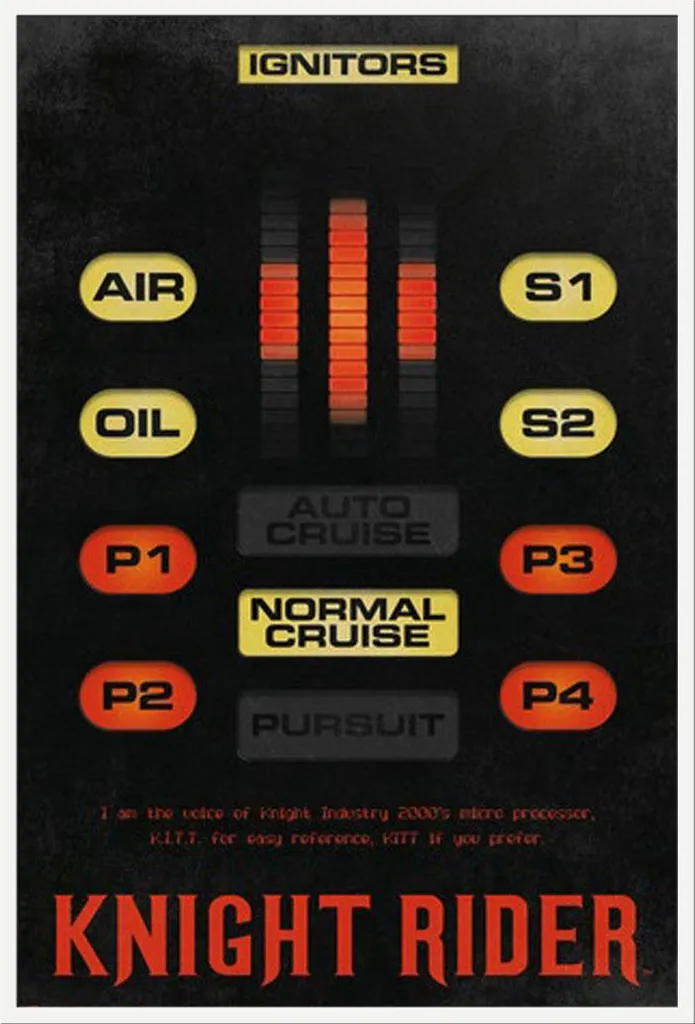 Affiche Knight Rider KITT Prête à Suspendre - Cadre Blanc Inclus 61 x 91,5 cm