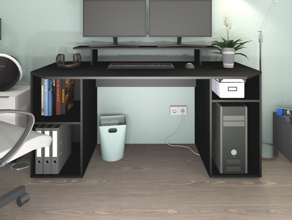 schwarz-matt Schreibtisch \