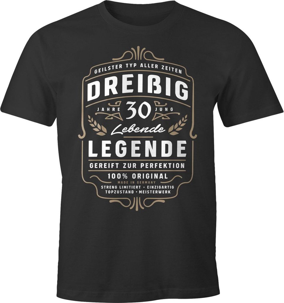 Herren T-Shirt Lebende Legende Alter 18 - 90 Geburtstag Geschenk für Männer MoonWorks Dreißig anthrazit M