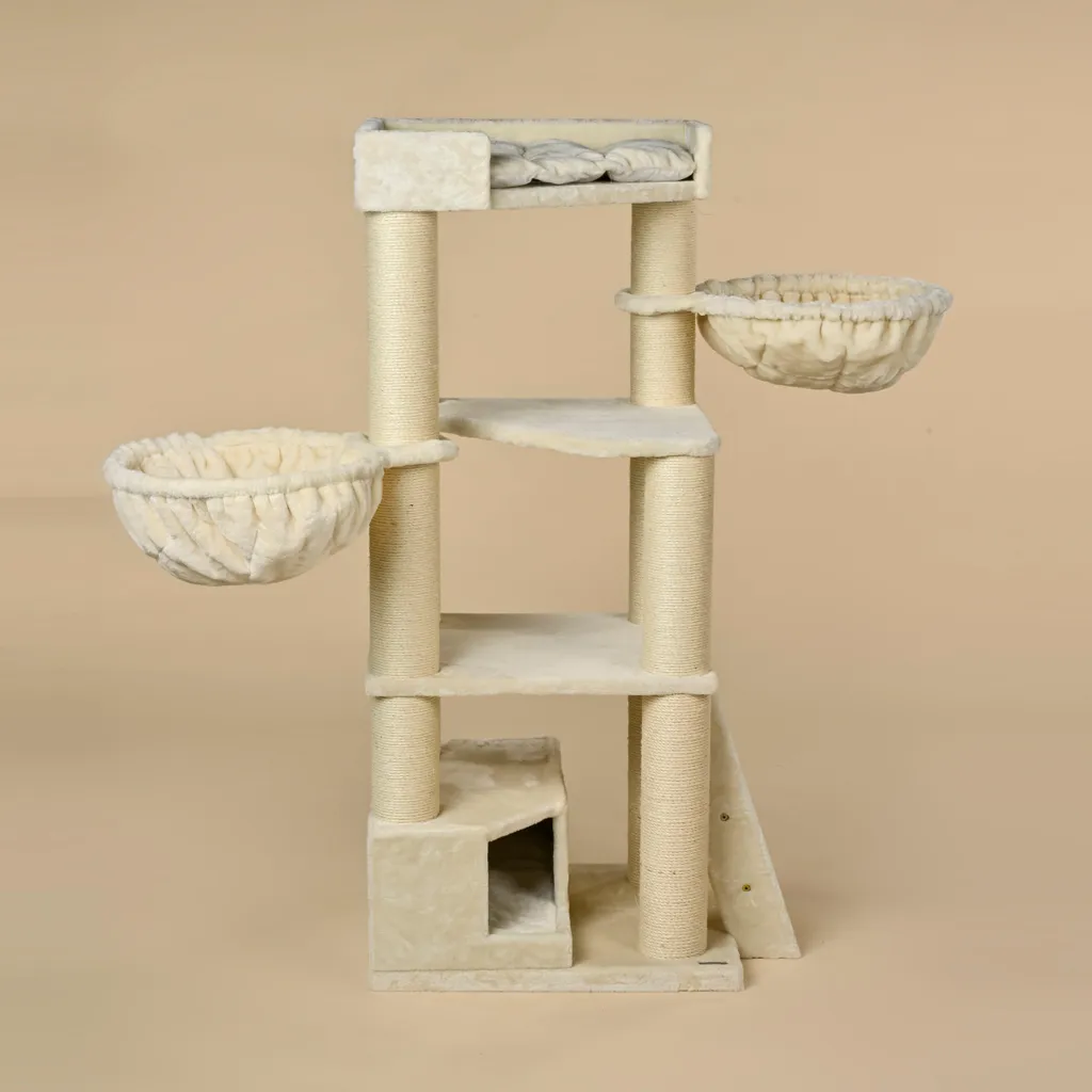 RHRQuality Corner Coon Beige : Arbre à Chat XXL pour Grands Chats - 12cm