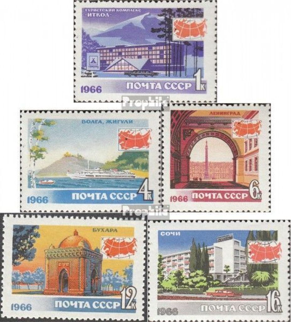 Briefmarken Sowjetunion 1966 Mi 3241-3245 (kompl.Ausg.) postfrisch Tourismus in der UdSSR