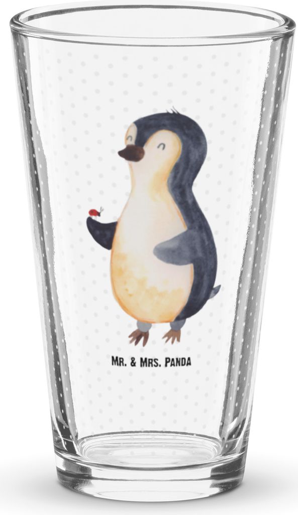 Mr. & Mrs. Panda Bierglas Pinguin Marienkäfer - Transparent - Geschenk, Glück, Trinkglas, Liebe, Tumbler, Glasbecher, Aufmerksam, Wasserglas, Pin...