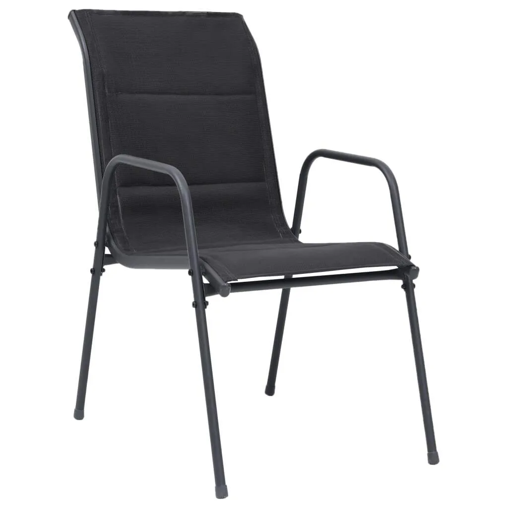 Chaises de jardin empilables en textilène noir et acier pour terrasse