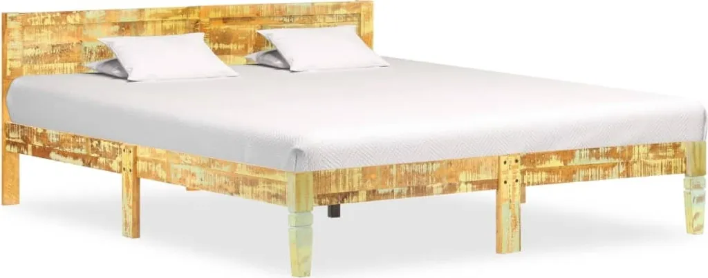Grand lit double 180x200 en vieux bois massif - Cadre de lit authentique
