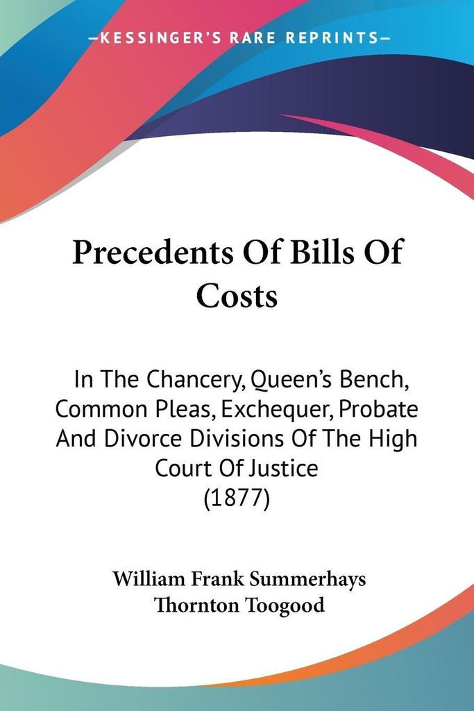Precedents Of Bills Of Costs