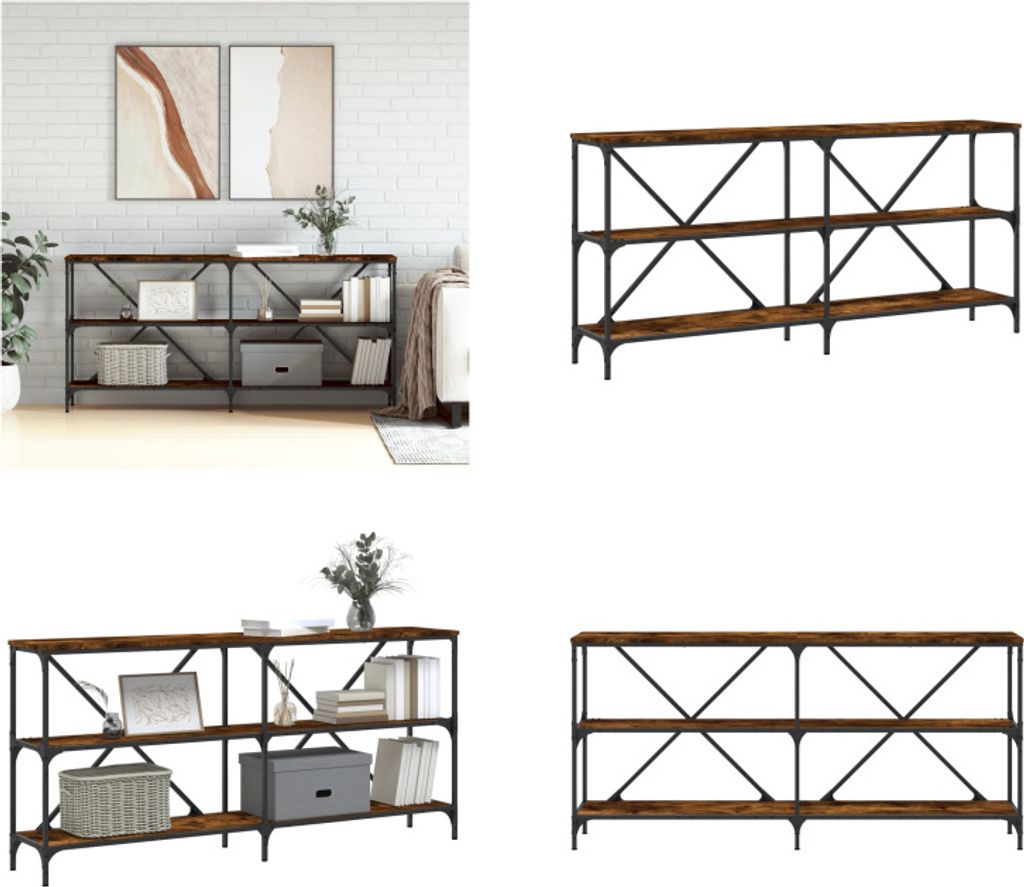 vidaXL Konsolentisch Räuchereiche 160x30x75 cm Holzwerkstoff und Eisen - Konsolentisch - Konsolentische - Tisch - Flurtisch