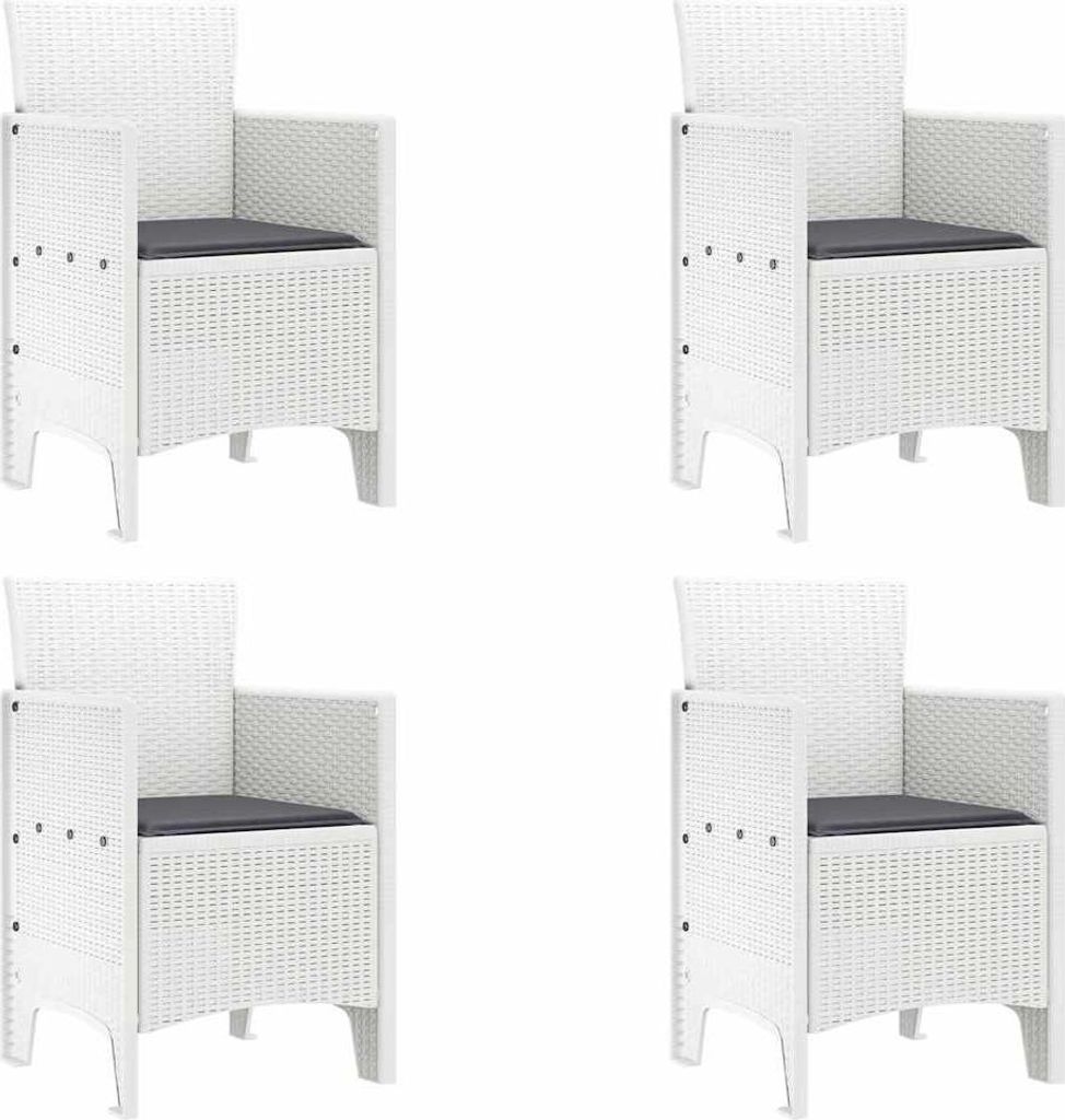 (Robust Möbel)Stuhl Terrasse - Gartenstuhl mit Kissen 4er set - Balkonmöbel - Campingstuhl elegantes Design - Weiß 53x49x85cm Polypropylen -...