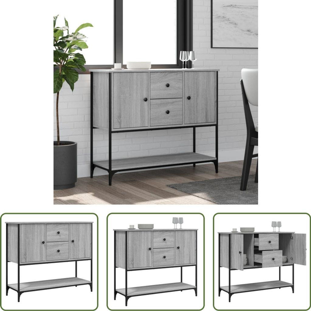 The Living Store Sideboard Grau Sonoma 100x36x85 cm Holzwerkstoff