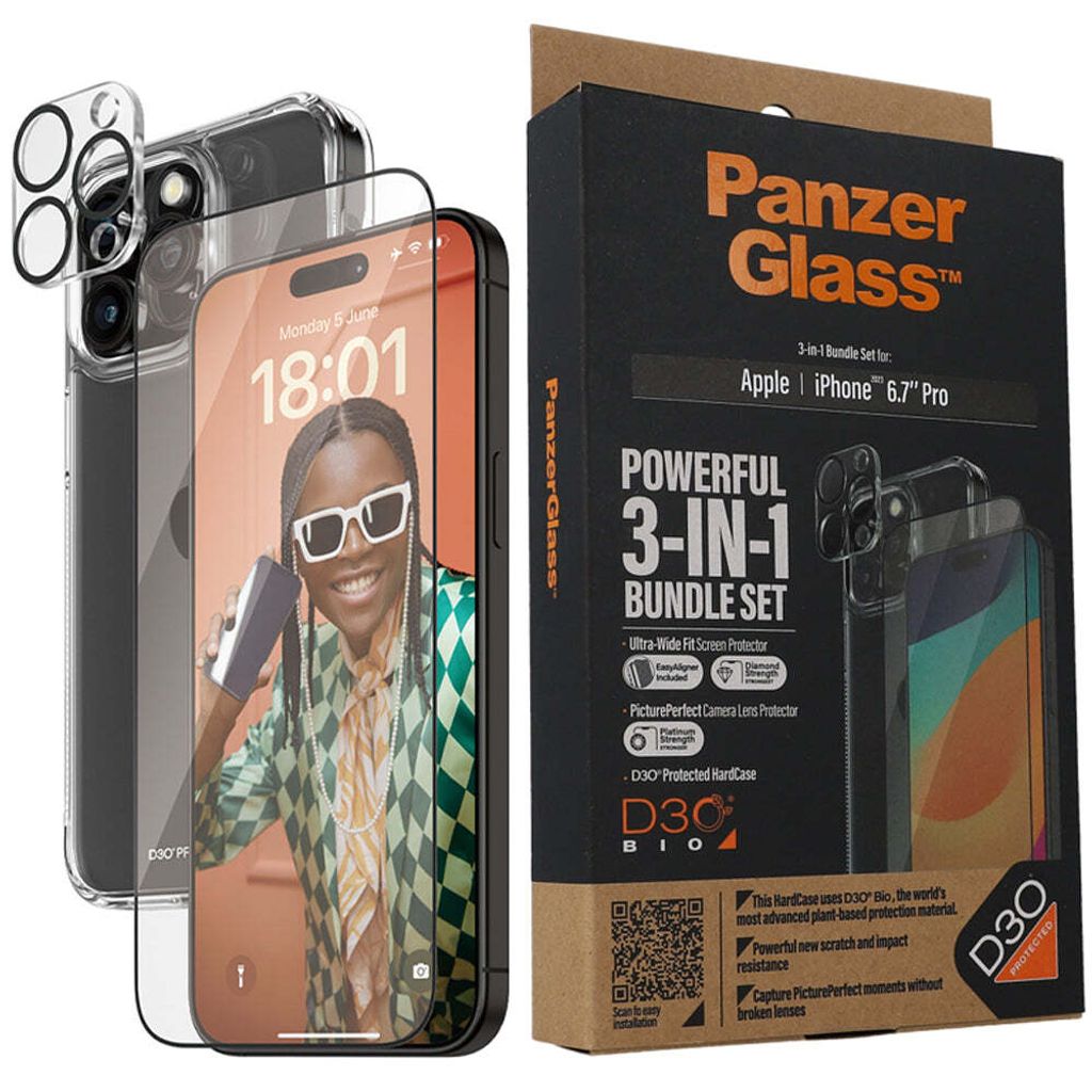 PanzerGlass ® 3-in-1 Set iPhone 15 Pro Max, Apple, Apple - Produktbild 