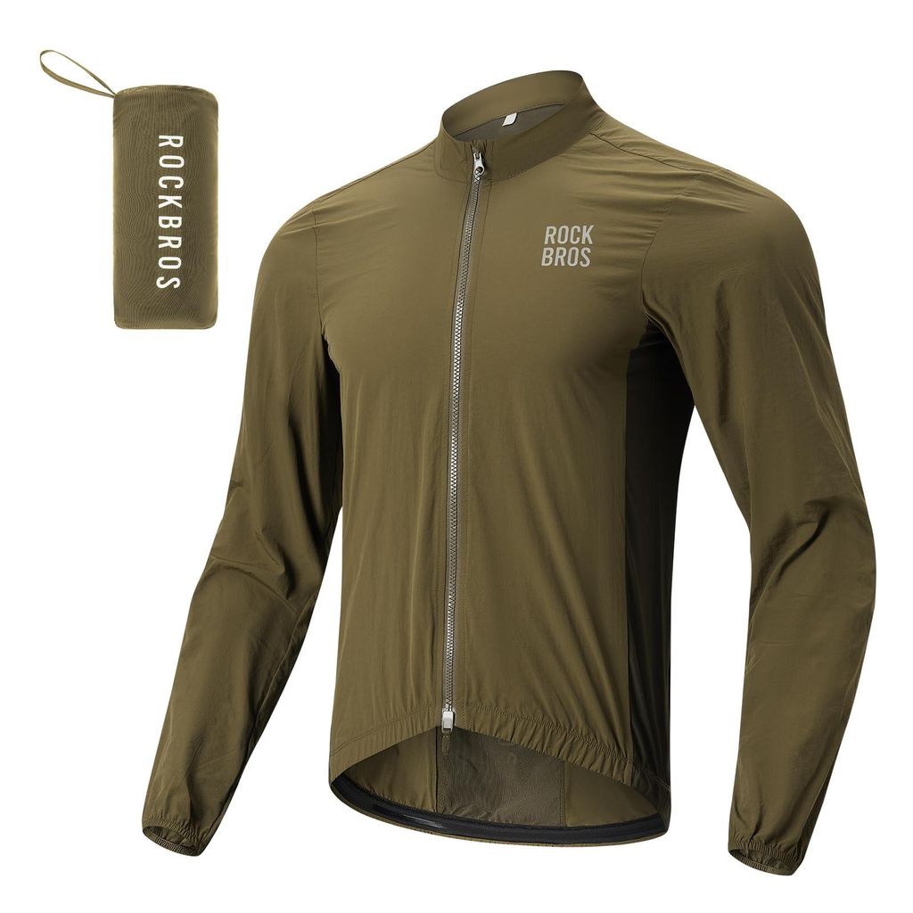 ROCKBROS Windjacke Fahrradjacke Ultraleichte Radsportjacke Kompakt Atmungsaktiv Sportjacke Rennrad Herren Braun XL