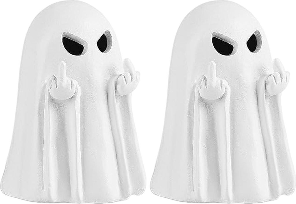 Halloween-Geisterfigur aus Kunstharz, gruselige Finger-Geisterstatue, kleine weiße Geister-Tischdekoration für den Innenbereich, Zuhause, Büro, ...