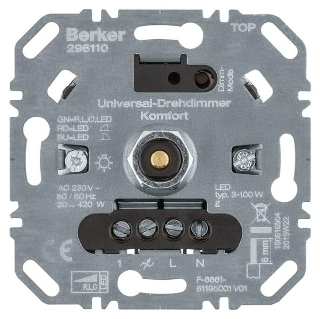 Berker Uni-Drehdimmer Komfort (R, L, C, LED), Softr. 296110 Produktbild 